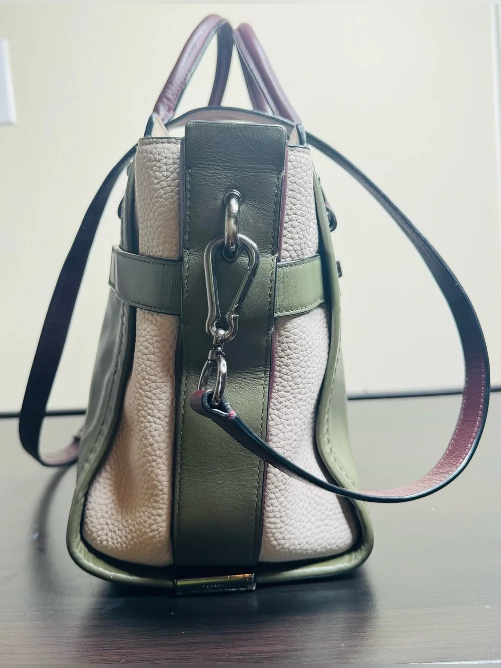 Coach Swagger  Colorblock Leather Satchel in Olive/Blush